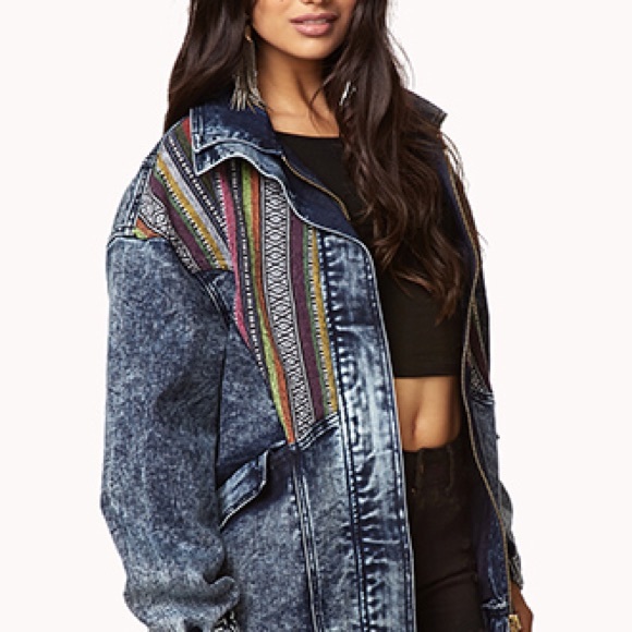 Forever 2 Aztec Denim Tribal Jacket 